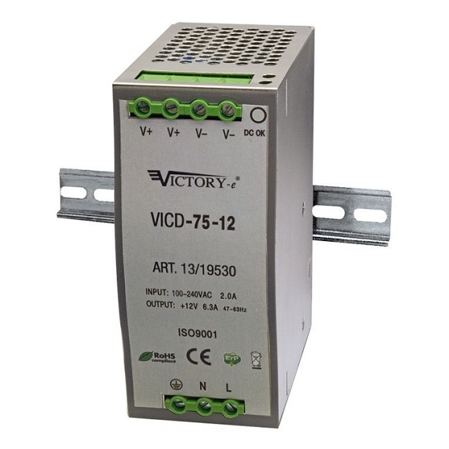 Acquista Alimentatore da guida DIN 12V 75W industriale 3 moduli | T...