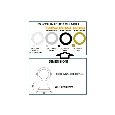 Acquista Ghiera nera sostitutiva per faro da incasso COREL DL364-D ...