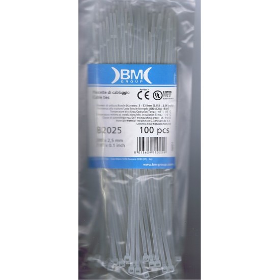 Acquista Fascette cablaggio bianche in nylon 2,5x200mm confezione d...