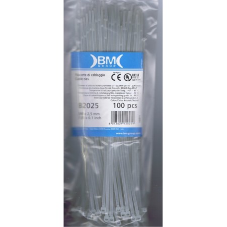 Acquista Fascette cablaggio bianche in nylon 2,5x200mm confezione d...