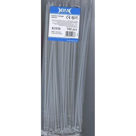 Acquista Fascette cablaggio bianche in nylon 3,6x300mm confezione d...