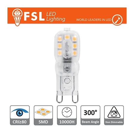 Acquista Lampadina LED G9 - 2,2W 3000K 230LM -300º 48x16x12mm CRI80...
