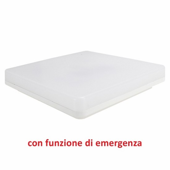 Acquista Plafoniera LED con emergenza 24W CCT IP54 330x330x50mm luc...
