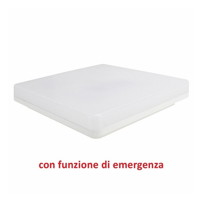Acquista Plafoniera LED con emergenza 24W CCT IP54 330x330x50mm luc...