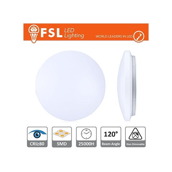 Acquista Plafoniera tonda 18W 3000°K 1200lm D.300mm non dimmerabile...