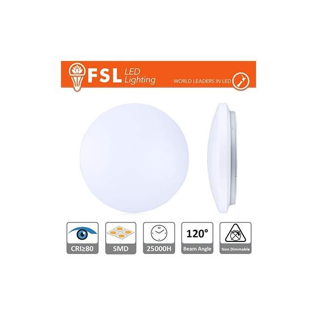 Acquista Plafoniera tonda 18W 3000°K 1200lm D.300mm non dimmerabile...