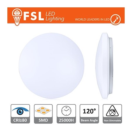 Acquista Plafoniera tonda 18W 3000°K 1200lm D.300mm non dimmerabile...