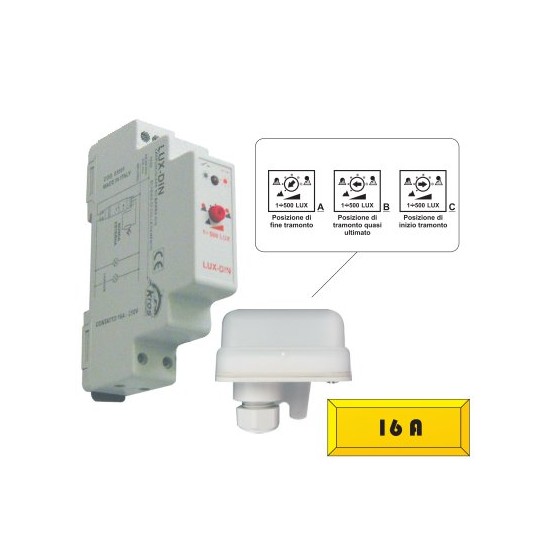 Acquista Sensore crepuscolare 1 mod DIN con sonda esterna | Tiessee...