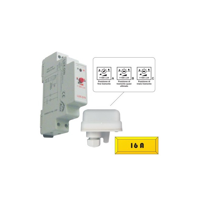 Acquista Sensore crepuscolare 1 mod DIN con sonda esterna | Tiessee...