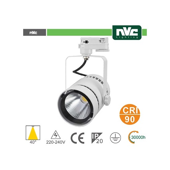 Acquista Proiettore bianco a Binario Monofase 50W 4000K 3000LM 40° ...