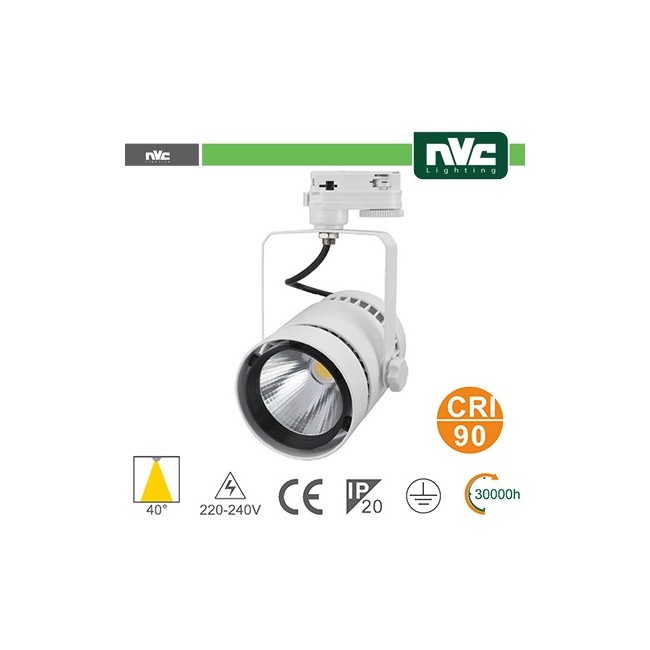 Acquista Proiettore bianco a Binario Monofase 50W 4000K 3000LM 40° ...