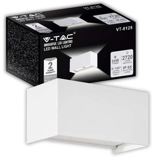 Acquista Lampada LED Da Muro V-TAC Rettangolare 24W 110LM/W con Dop...