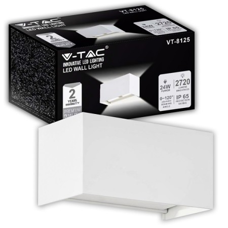 Acquista Lampada LED Da Muro V-TAC Rettangolare 24W 110LM/W con Dop...