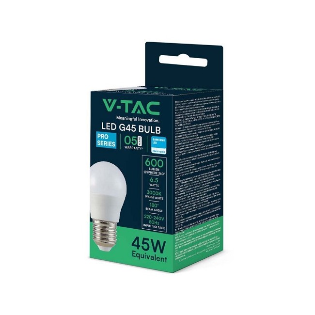 Acquista Lampadina LED Chip Samsung E27 7W G45 3000K | Tiesseelettr...