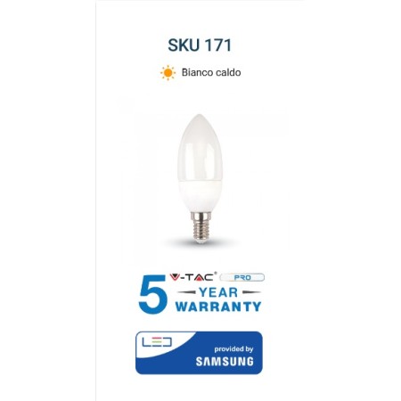 Acquista Lampadina LED 5,5W Chip Samsung E14 candela 3000K luce cal...