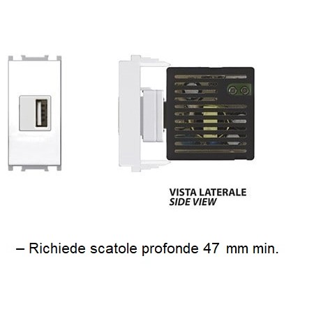 Acquista Alimentatore BIANCO 1 presa USB tipo A Keystone 5V 1A, ada...