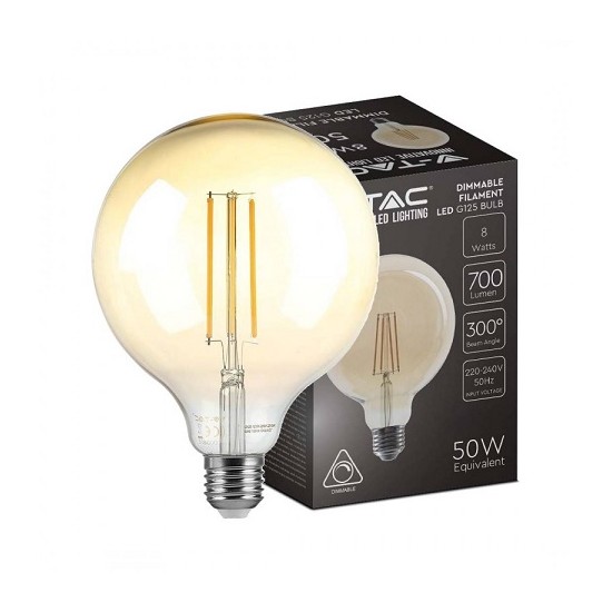 Acquista Lampadina LED E27 8W G125 2200K a filamento dimmerabile gl...