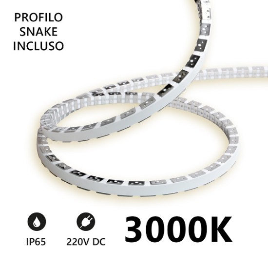 Acquista Striscia LED Snake Flex 5m IP65 230V 3000K 11W/m | Tiessee...