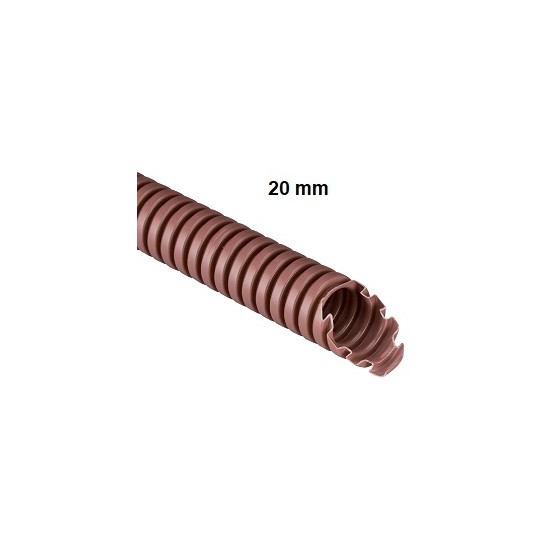 Tubo corrugato protettivo MARRONE in polipropilene (PP) diametro 20mm, equivalente doppia camera, confezione da100m