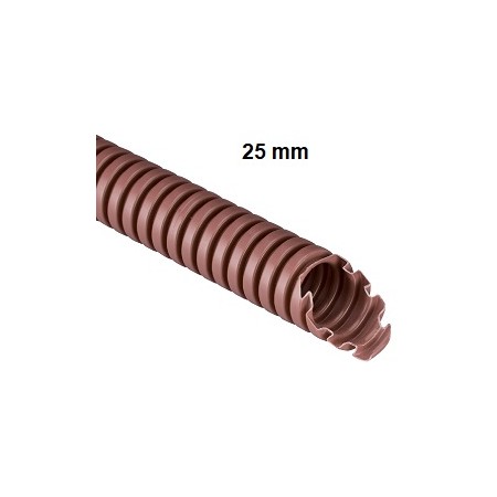 Tubo corrugato protettivo MARRONE in polipropilene (PP) diametro 25mm, equivalente doppia camera, confezione da100m
