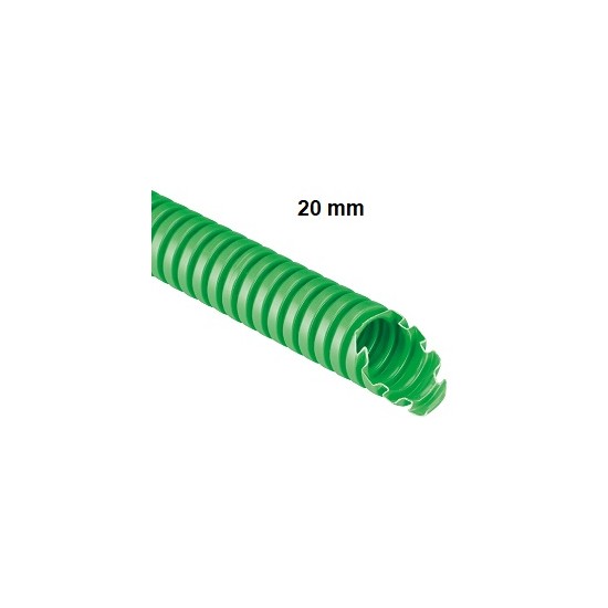 Tubo corrugato protettivo VERDE in polipropilene (PP) diametro 20mm, equivalente doppia camera, confezione da100m