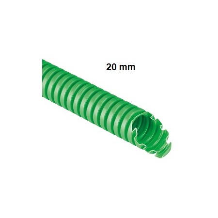 Tubo corrugato protettivo VERDE in polipropilene (PP) diametro 20mm, equivalente doppia camera, confezione da100m