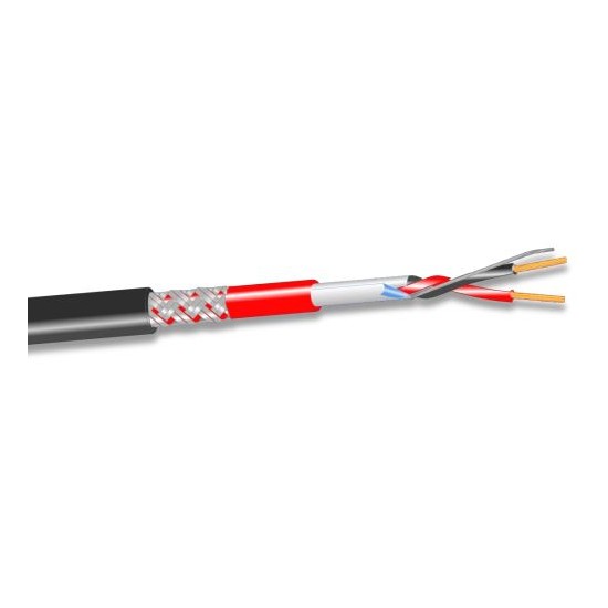 Cavo 2x1,5 mmq ARMATO AL PE di tipo twistato, schermato, Silicone Ceramizzante G29, LSZH-Guaina M16, colore NERO