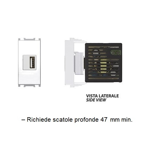 Acquista Alimentatore NERO 1 presa USB tipo A Keystone 5V 1A, adatt... 2