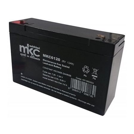 Acquista Batteria 6V 12Ah al piombo ricaricabile terminale faston 4...