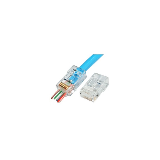 Acquista Confezione 25 plug categoria 6A RJ45 PASS TROUGH 8 contatt...