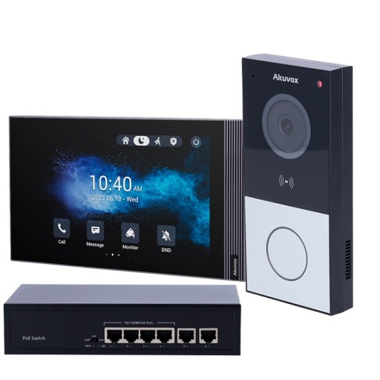 Acquista Kit videocitofonico tecnologia P2P IP e WiFi AKUVOX postaz... 2