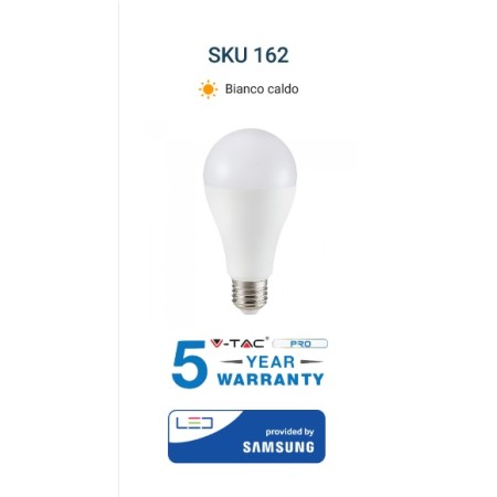 Acquista Lampadina LED 17W Chip Samsung E27 A65 3000K luce calda 23...
