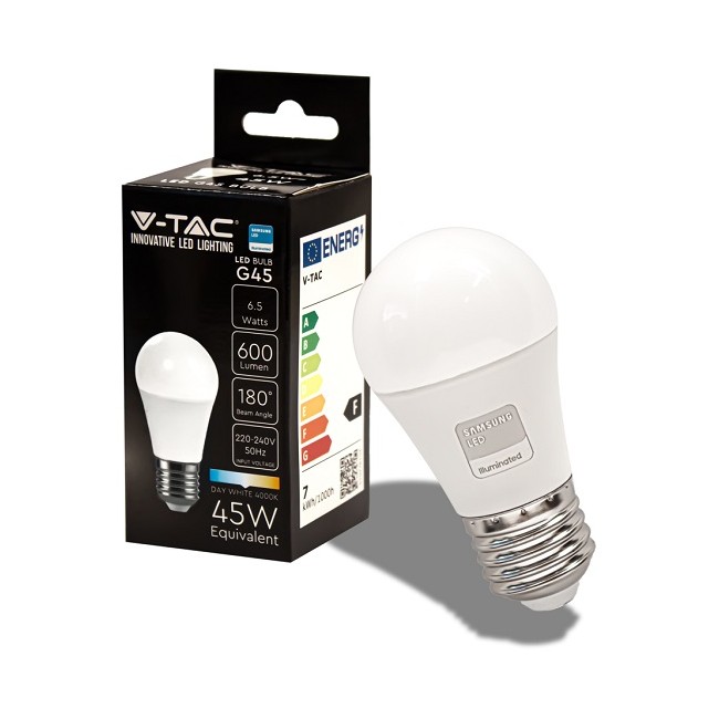 Acquista Lampadina LED Chip Samsung E27 6,5W G45 4000K | Tiesseelet...