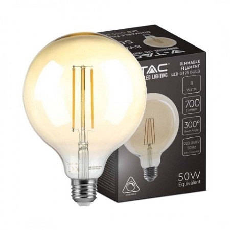 Acquista Lampadina LED E27 8W G125 2200K a filamento dimmerabile gl...