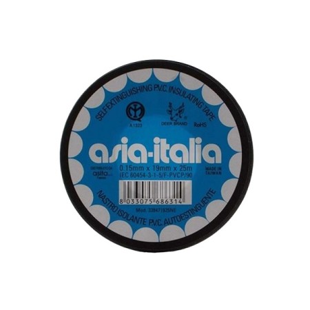 Acquista Nastro adesivo isolante PVC 25m nero 0,15x19mm ASIA Italia...