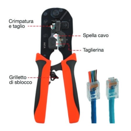 Acquista Pinza per crimpare plug di rete in metallo 8 poli RJ45 pas...