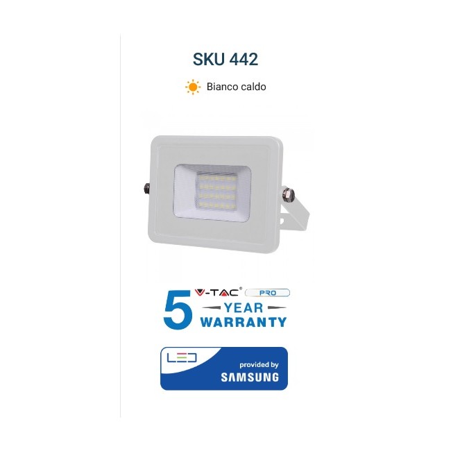 Acquista Proiettore Led 20W chip samsung luce calda 175-265VAC bian...