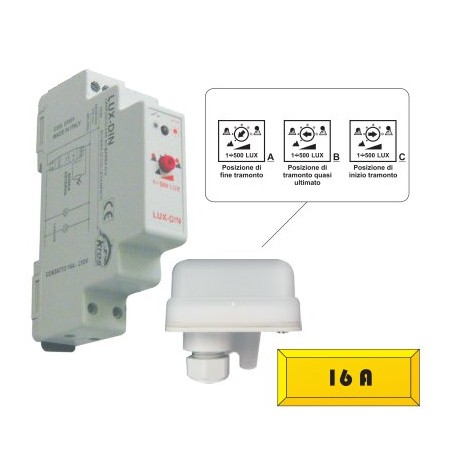 Acquista Sensore crepuscolare 1 mod DIN con sonda esterna | Tiessee...