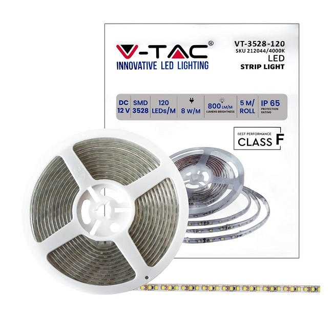 Acquista Strip LED SMD 8W/m 5m 120 LED/m 12V 4000K IP65 9.2mm | Tie...