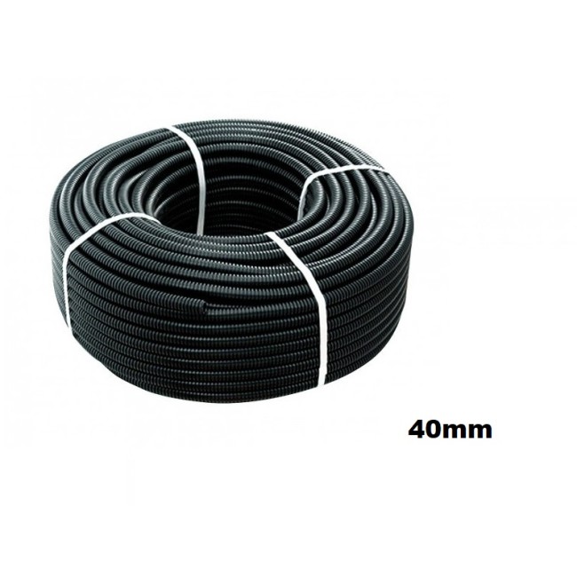 Acquista Tubo corrugato nero in pvc diametro 40mm confezione da 25m...