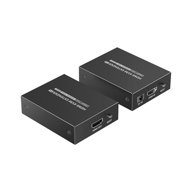 Kit TX-RX Extender HDMI con KVM distanza 70 m su cavo UTP Cat 7 fino a 4K@30Hz alimentazione DC 5V - Poe