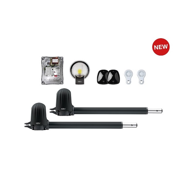 Kit per l’automazione di cancelli a battente con ante fino a 3 m, motori 24 Vdc,con centrale CT20324