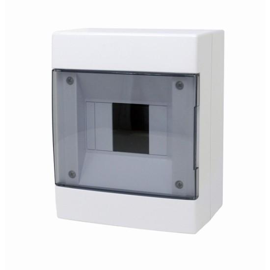 Centralino da parete con portello fumè IP40 4 moduli, bianco, 150x160x105 mm