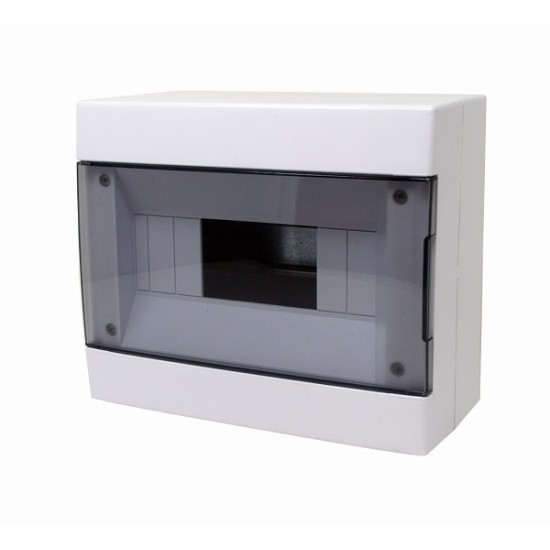 Centralino da parete con portello fumè IP40 8 moduli, bianco, 200x180x105 mm