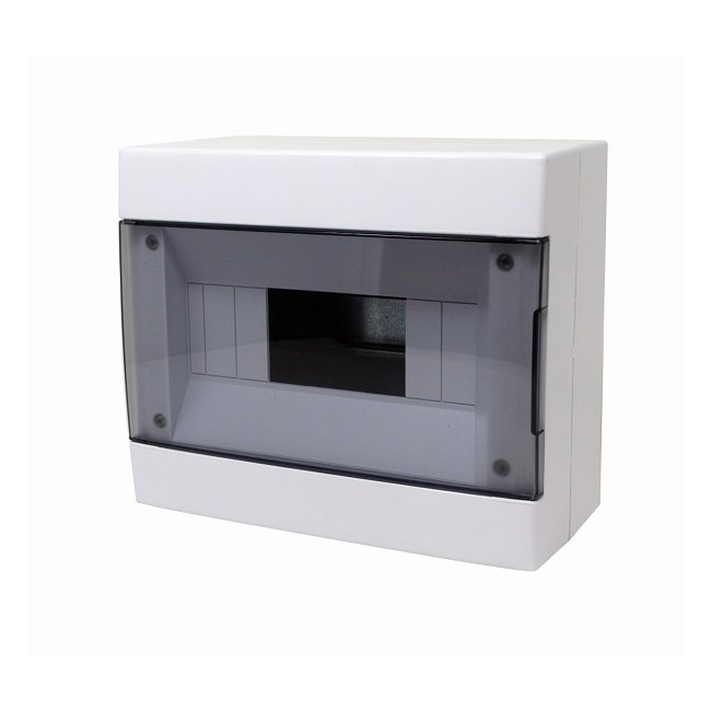 Centralino da parete con portello fumè IP40 8 moduli, bianco, 200x180x105 mm