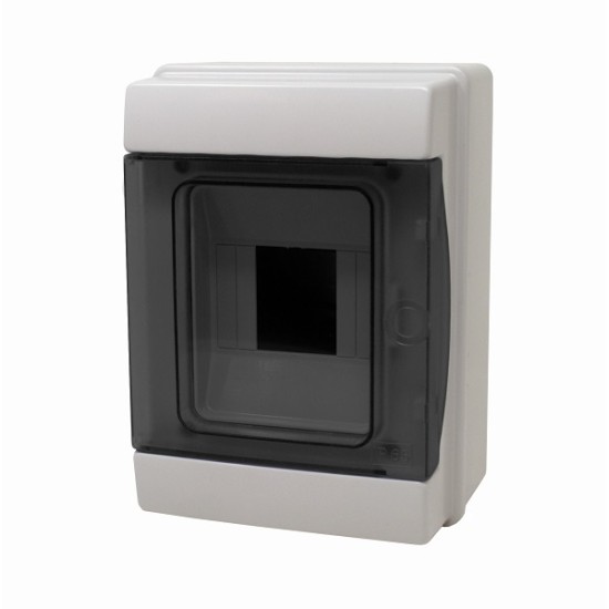 Centralino da parete con portello fumè IP65 4 moduli, grigio, 150x160x105 mm