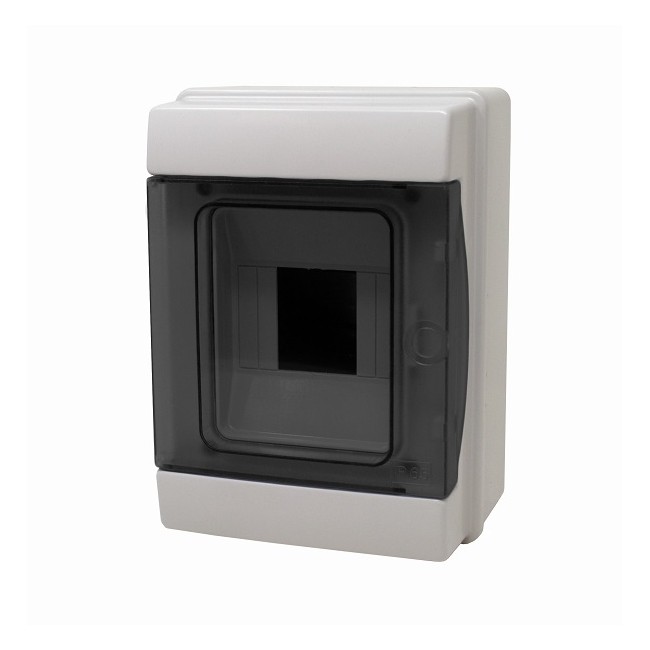 Centralino da parete con portello fumè IP65 4 moduli, grigio, 150x160x105 mm