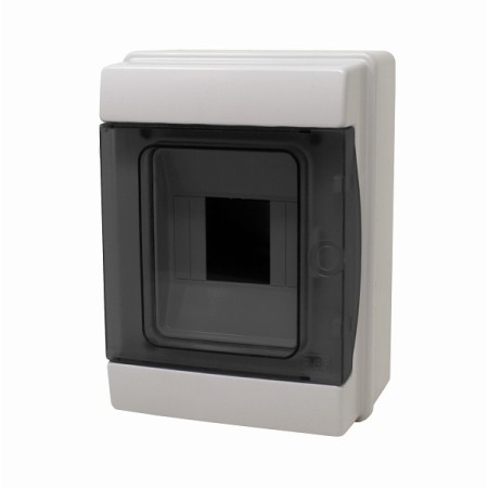 Centralino da parete con portello fumè IP65 4 moduli, grigio, 150x160x105 mm