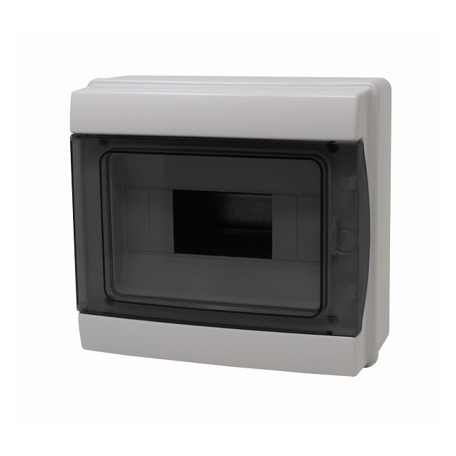 Centralino da parete con portello fumè IP65 8 moduli, grigio, 200x180x105 mm