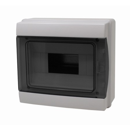 Centralino da parete con portello fumè IP65 8 moduli, grigio, 200x180x105 mm